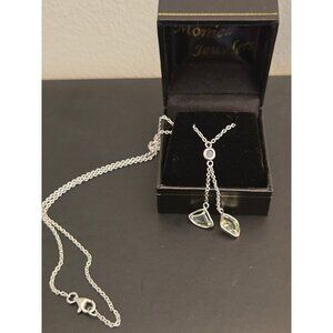 Sterling Silver Necklace with Green Gemstone Pendants